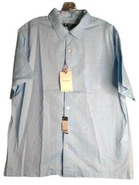 Cremieux Classics Short Sleeve Aqua Blue Button Front Shirt Men's Size Large